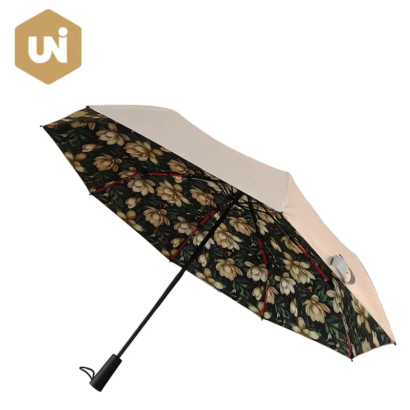 Flower Silver Manual Open Umbrella