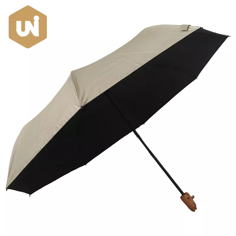 Animal Head Handle Umbrella with Black Coating